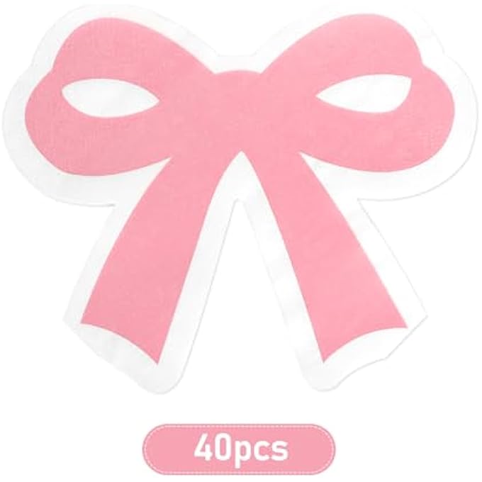 40 SHEETS BOW SHAPE NAPKIN PAPER NAPKINS CUTE GIRL PINK SHAPED PAPER NAPKINS CAN BE USED FOR CHILDREN'S BIRTHDAY PARTY - Image 5
